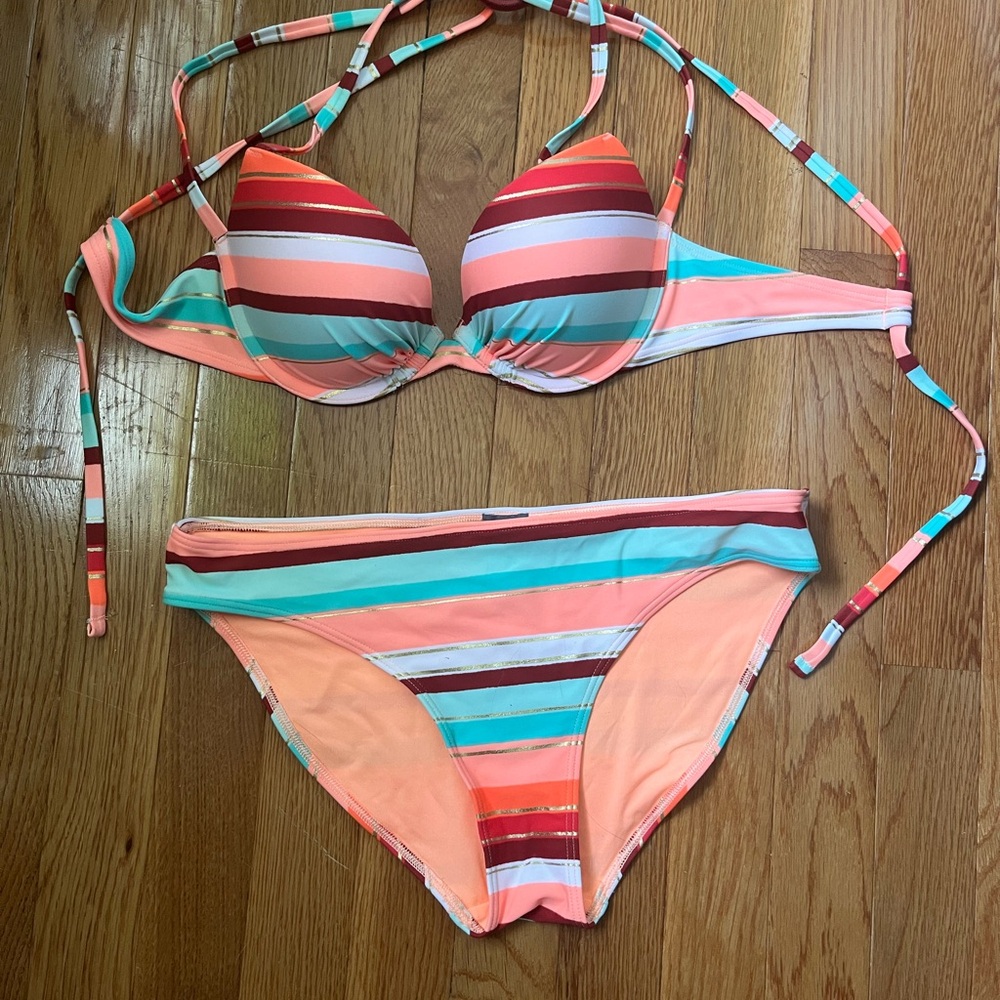 Aerie Colorful Striped Bikini Set